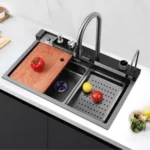 Modern Matte Black Stainless Steel  Kitchen Sink With Accessories
