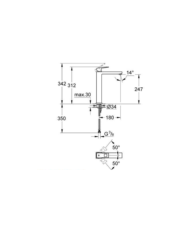 GROHE Eurocube Basin Mixer – Chrome - Image 3