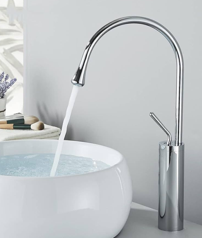 85043 High Neck Gooseneck Basin Mixer Single Lever Faucet - Image 4