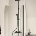 Round Head Shower Mixer Set Black & Chrome