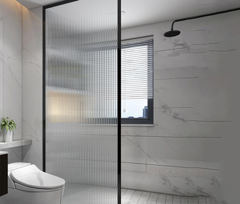Framed Fluted Glass Shower Screen