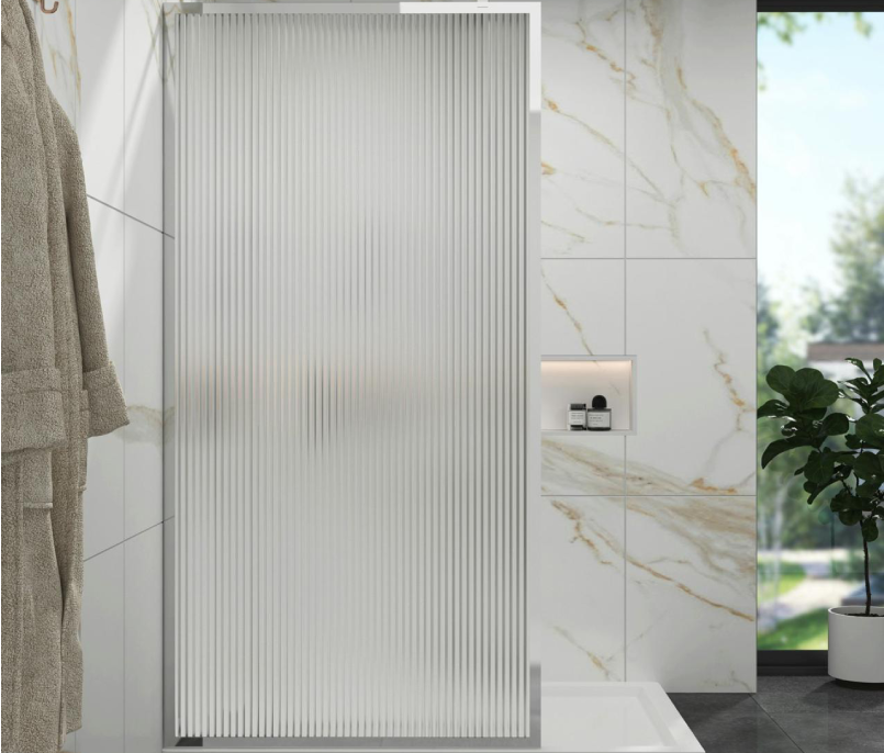 Framed Fluted Glass Shower Screen